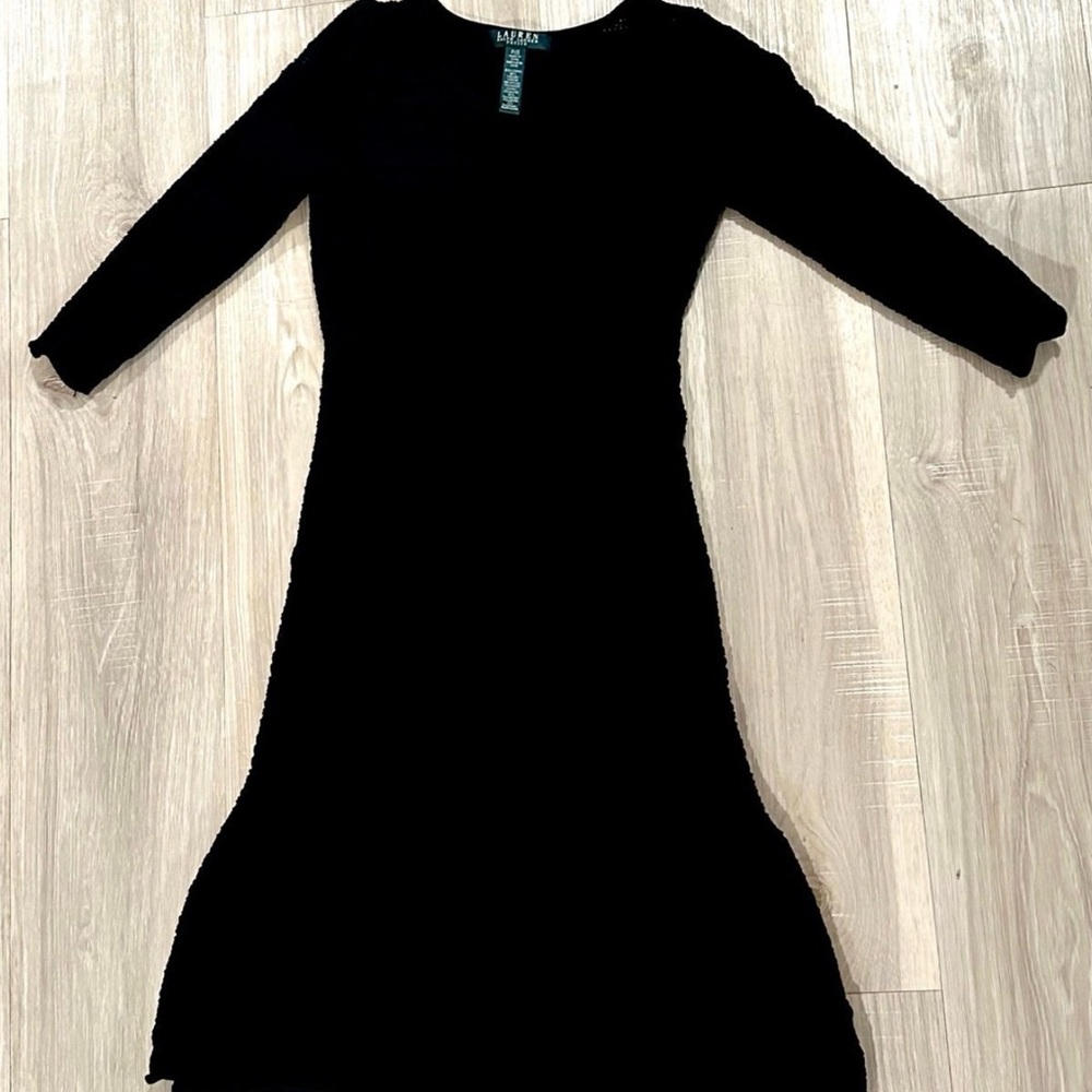 raulph lauren petite black midi dress
